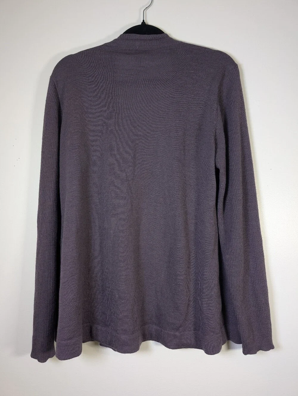 Eileen Fisher Merino Wool Open Cardigan Purple Lavender M Quiet Luxury - Picture 3 of 7